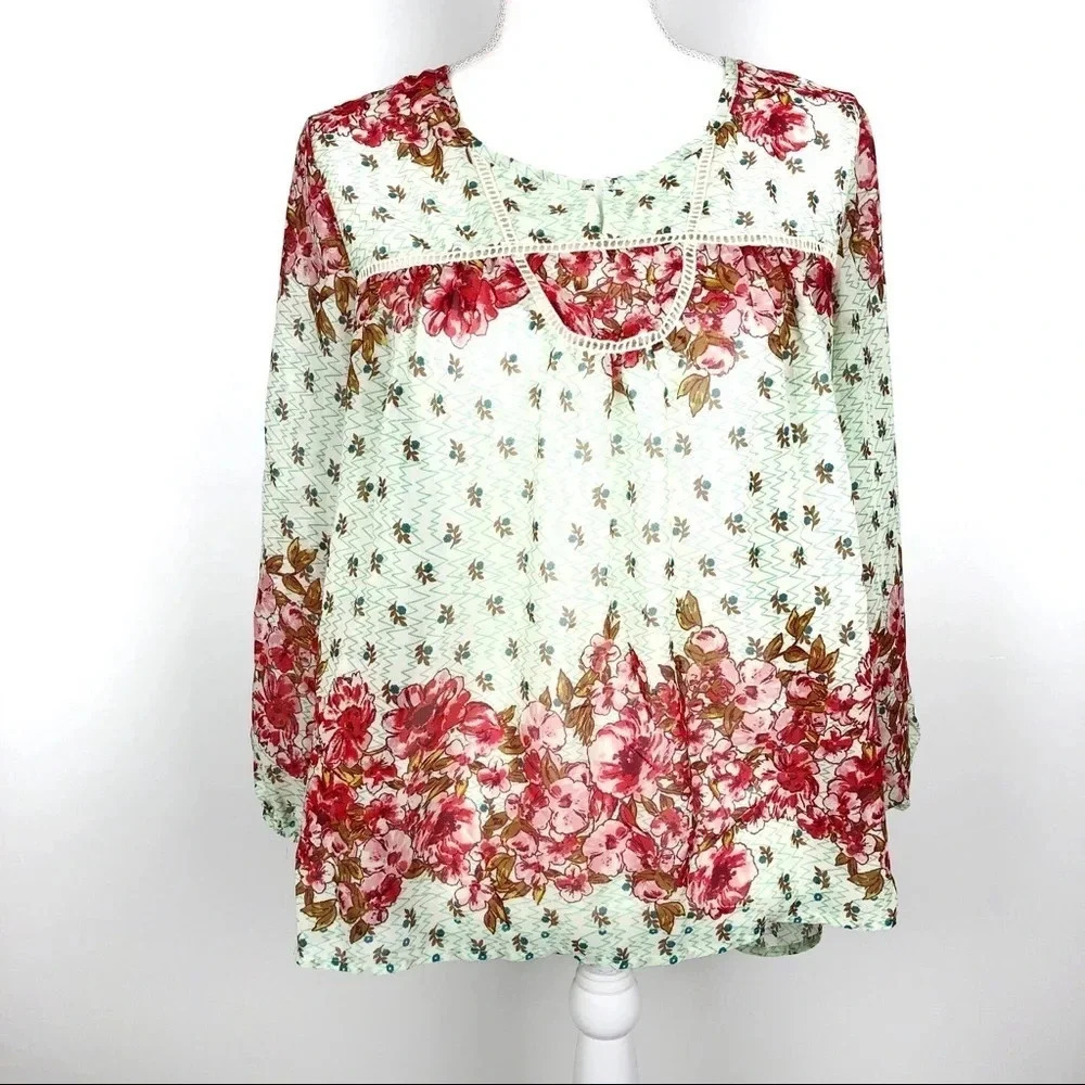Kelly Renee | Floral Boho 3/4 Sleeve Top